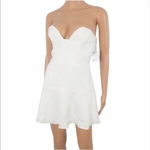 NBD x The Naven Twins XS NWT White Strapless Sweetheart Mini Dress Cutout